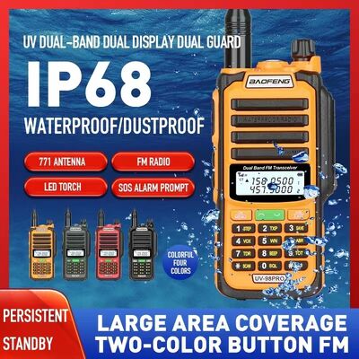 comprare 2024 New Arrival Baofeng UV-98 Pro 10W Output Power IP67 Waterproof Dual Band Two Way Radio Walkie Talkie fabbricazione online